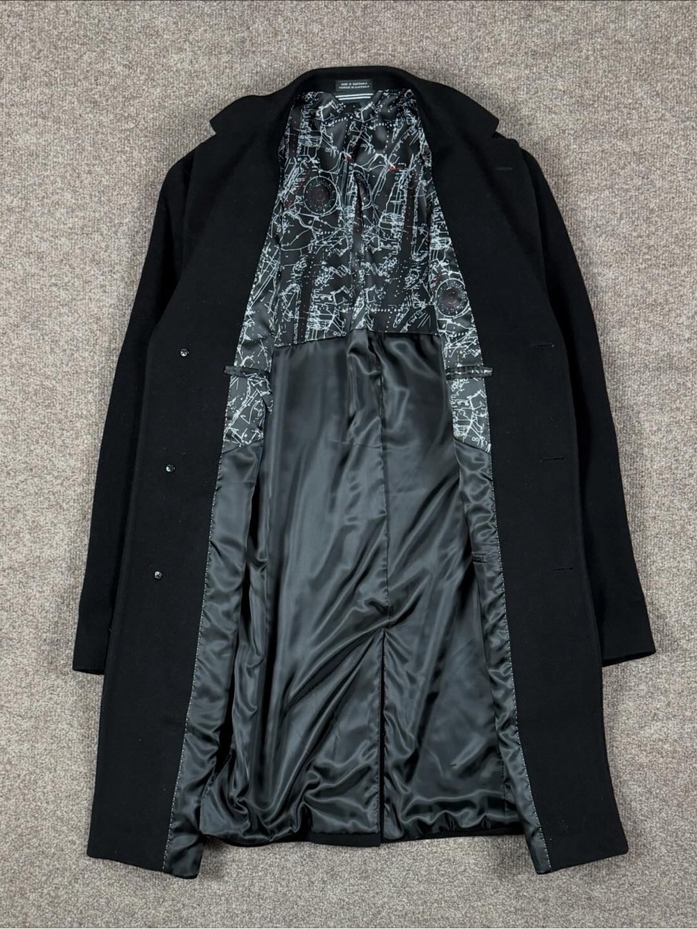 Nautica Black Mid Length Wool Cashmere Single Breasted Coat Men’s 40 M Overcoat - Picture 3 of 9